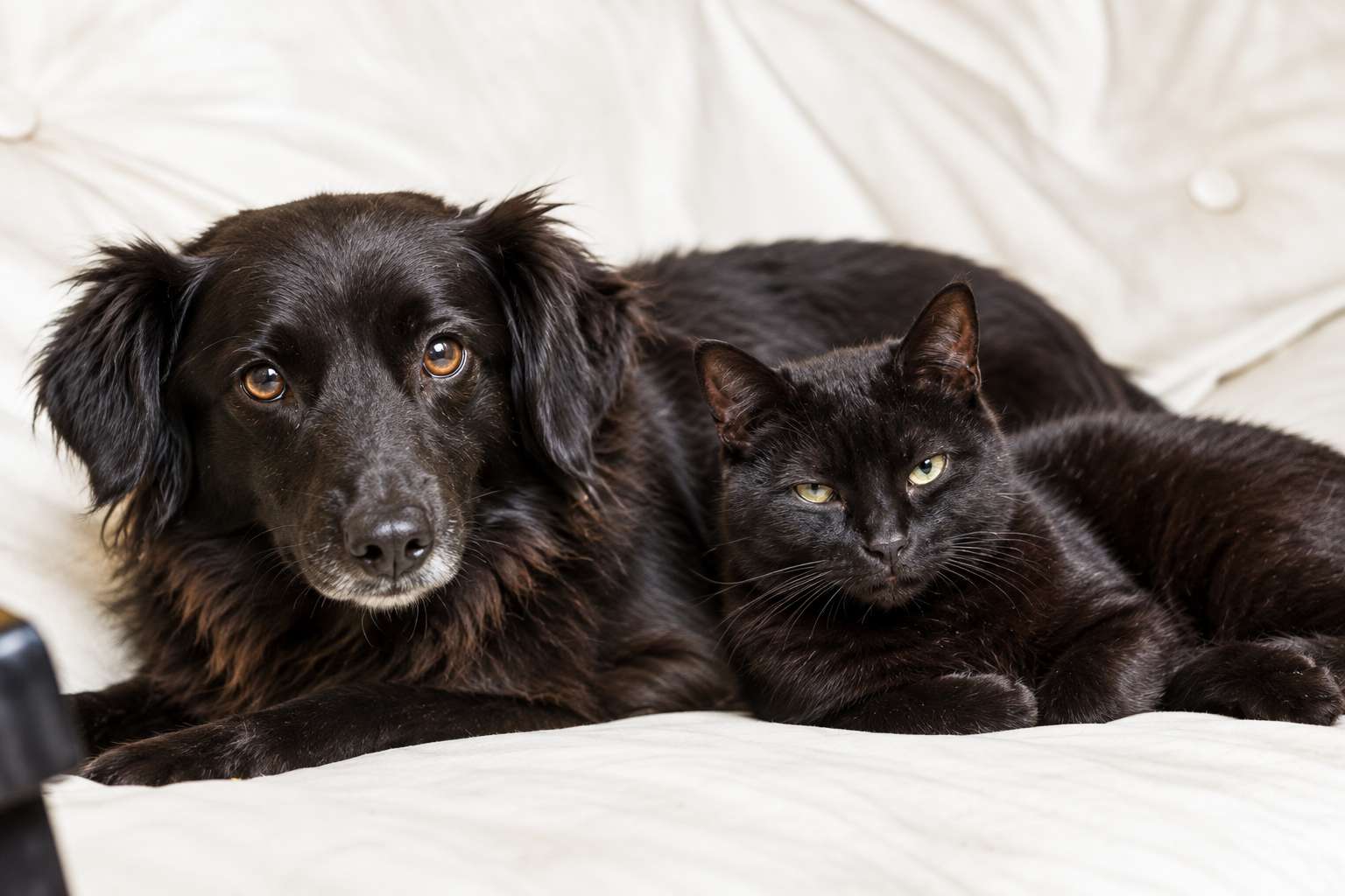 Zwarte kat en Hond adopteren verhuisdieren
